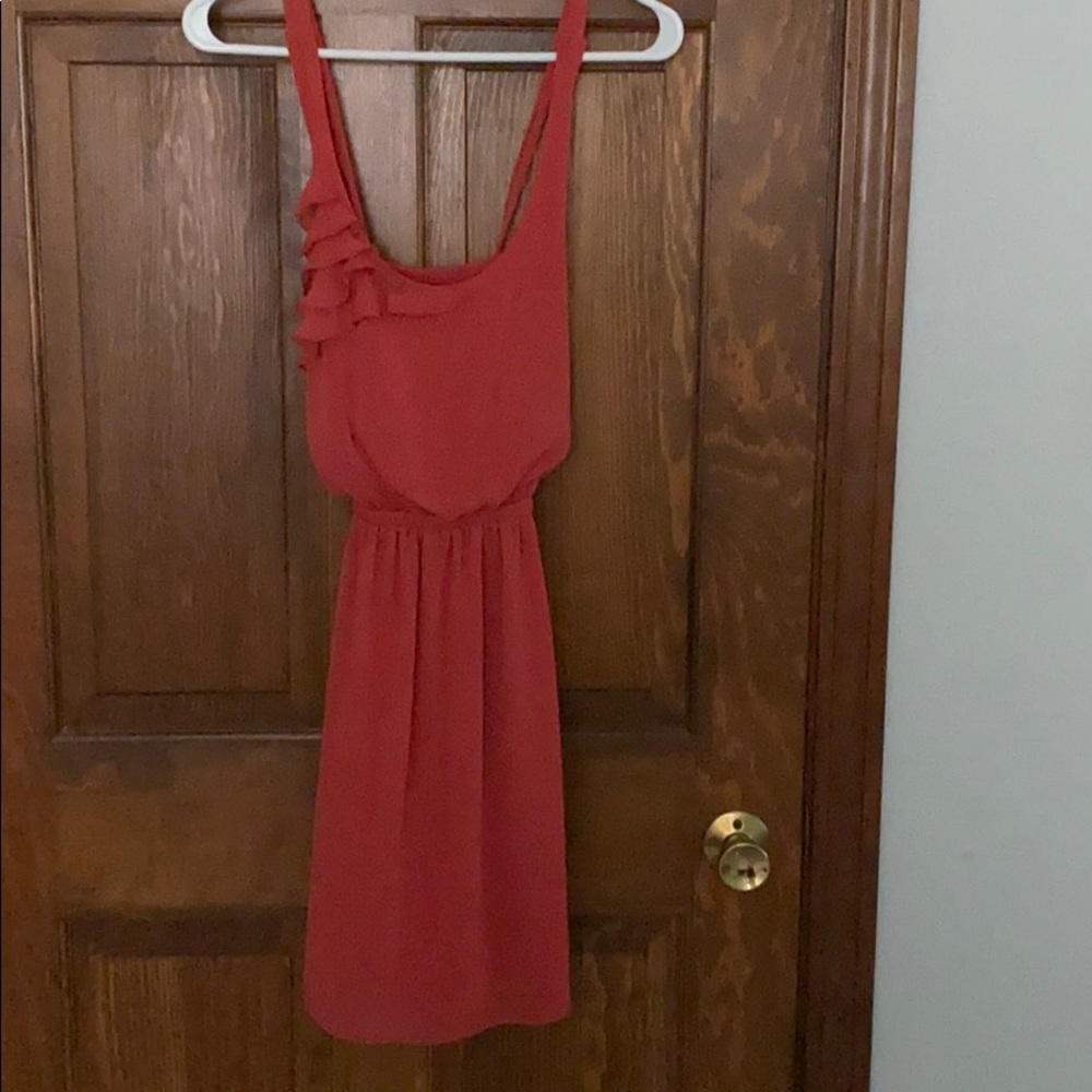Xhiliration - orange cinched waist dress -S